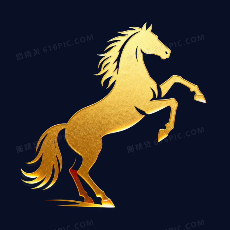 金色金马马年马形象免抠元素