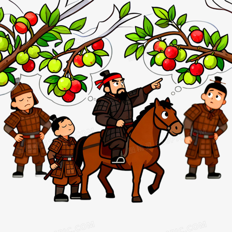手绘插画望梅止渴免抠元素