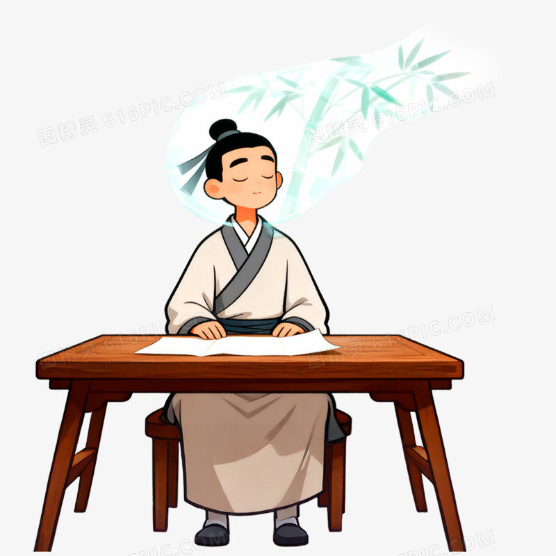 手绘插画胸有成竹免抠元素