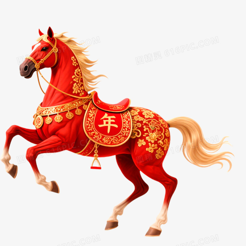 手绘插画马年骏马形象免抠元素