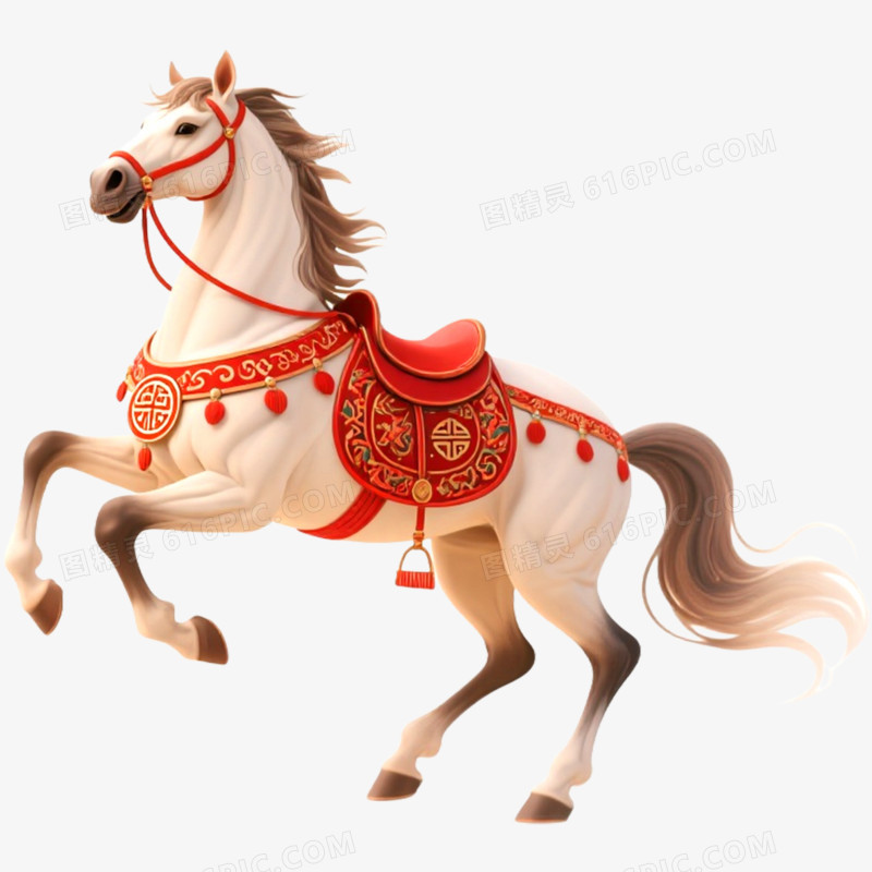手绘插画马年骏马形象免抠元素