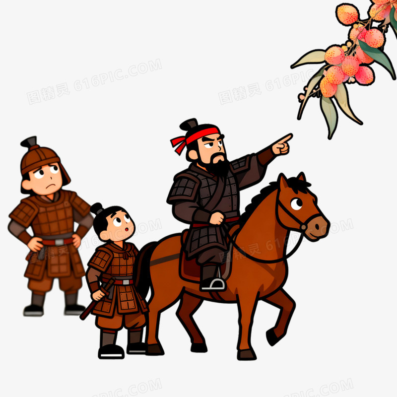 手绘插画望梅止渴免抠元素
