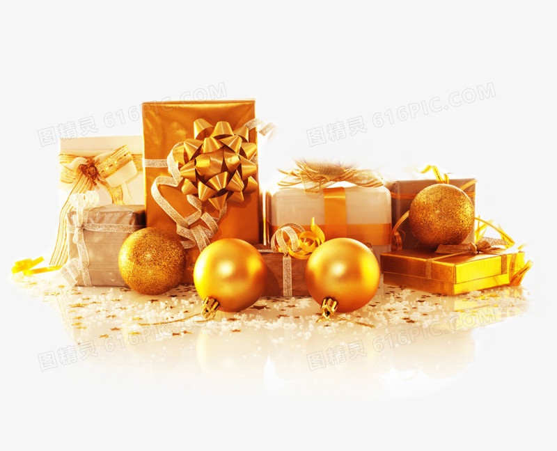 一堆金色礼品盒