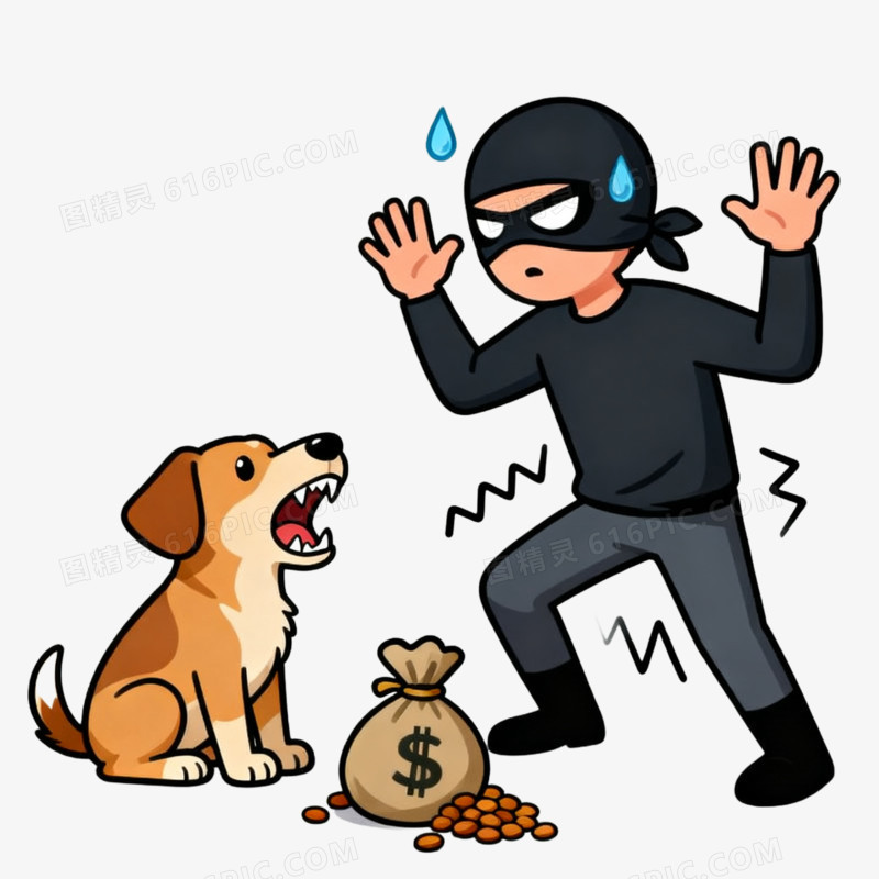 卡通手绘风强盗劫匪免抠元素