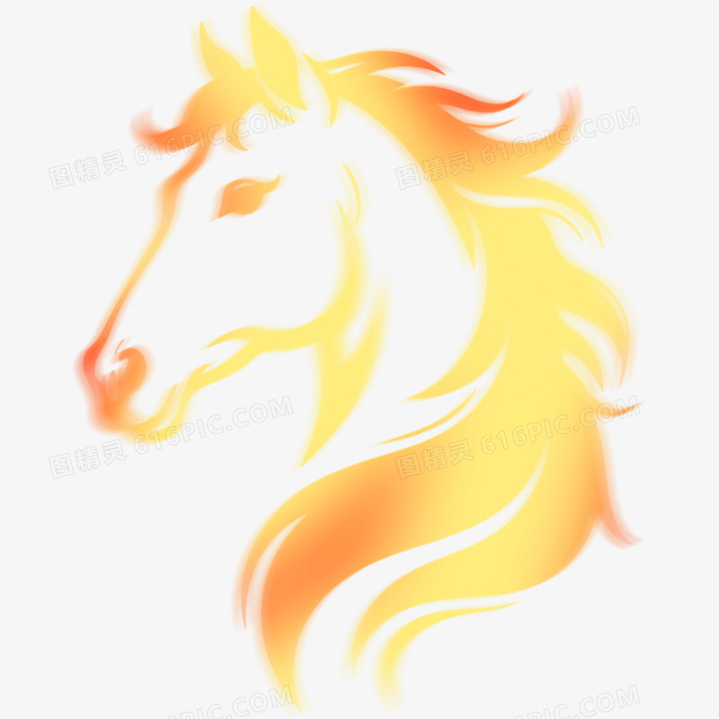 手绘插画弥散风马年形象免抠元素