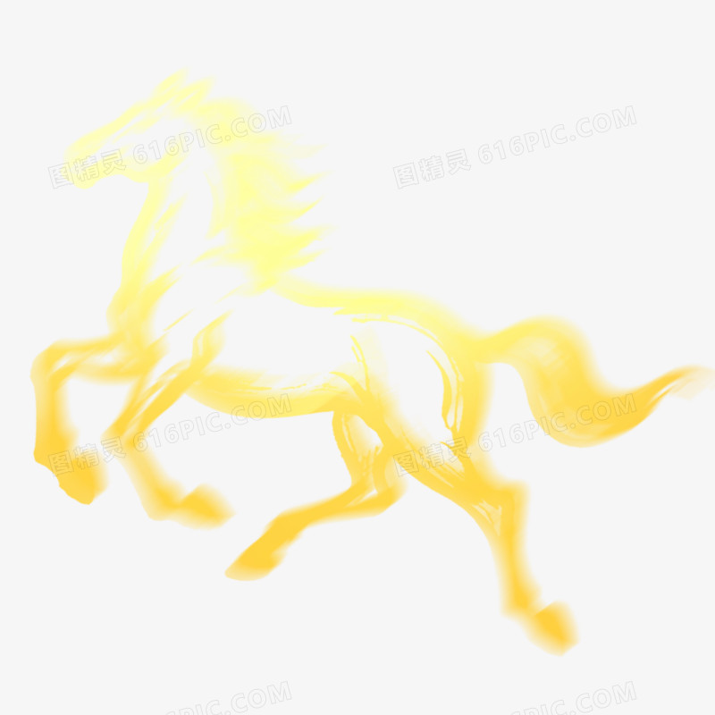 手绘插画弥散风马年形象免抠元素