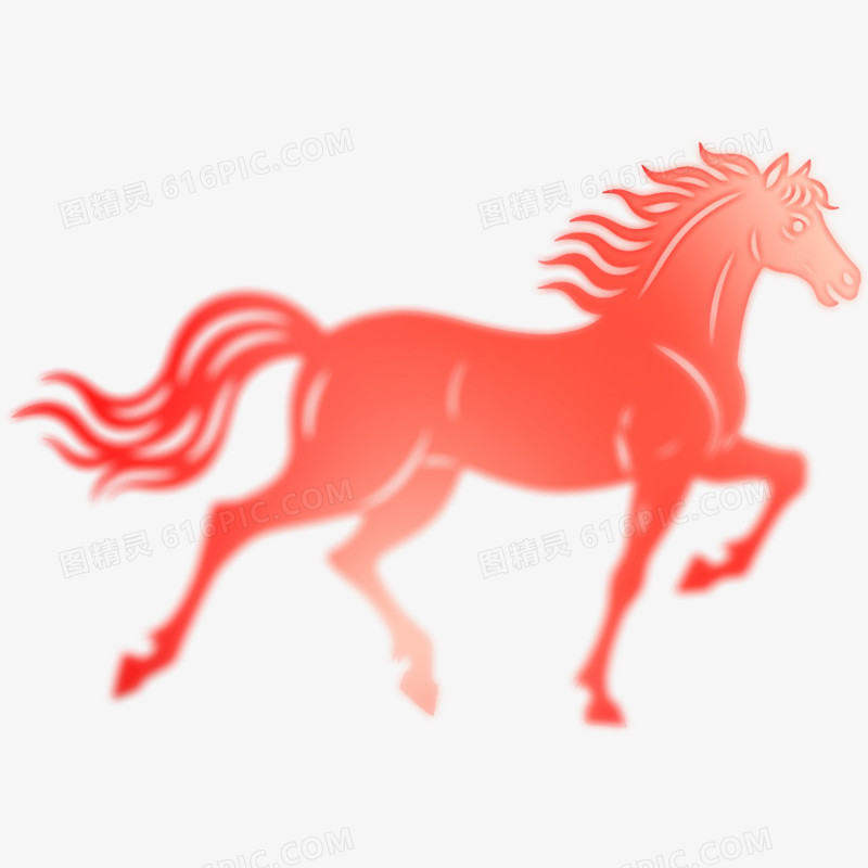 弥散渐变风马年形象免抠元素