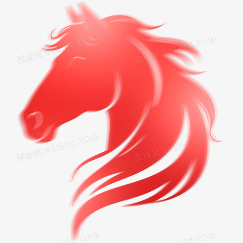 手绘插画弥散风马年形象免抠元素
