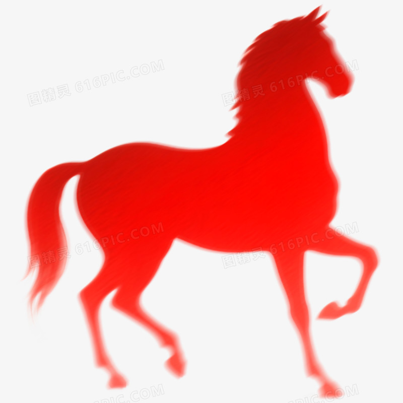 手绘插画弥散风马年形象免抠元素