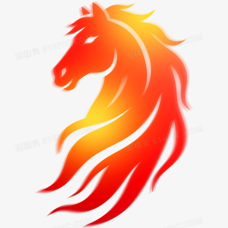 手绘插画弥散风马年形象免抠元素