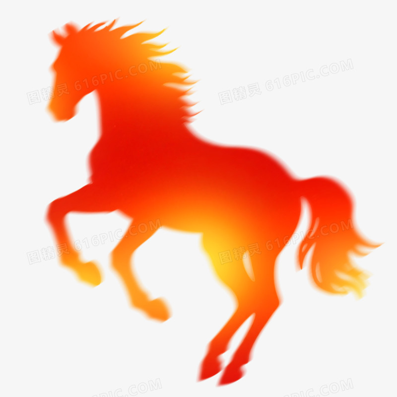 手绘插画弥散风马年形象免抠元素