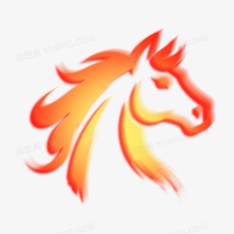 手绘插画弥散风马年形象免抠元素