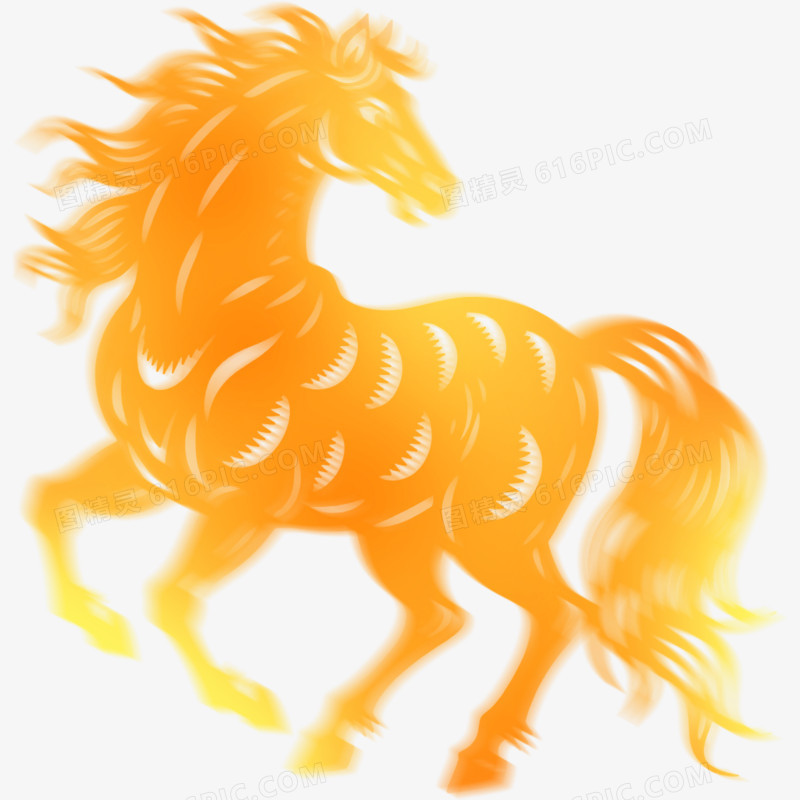 手绘插画弥散风马年形象免抠元素