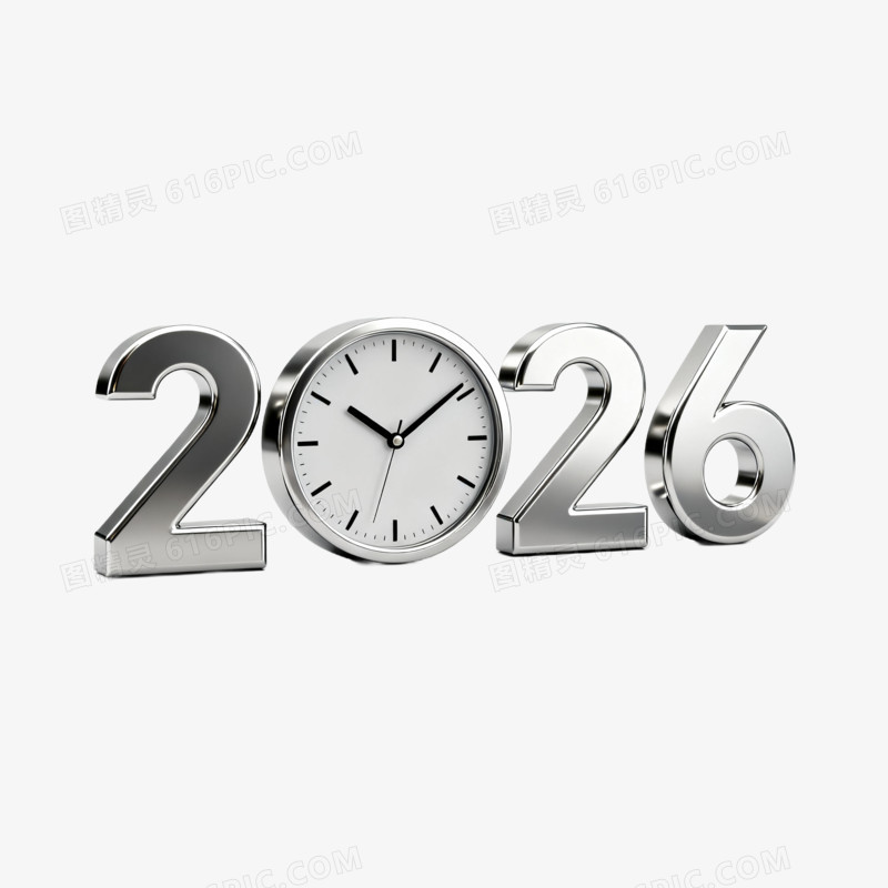 2026年马年时钟新年时钟免抠元素