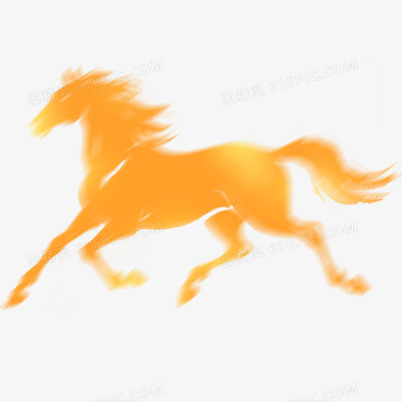 手绘插画弥散风马年形象免抠元素
