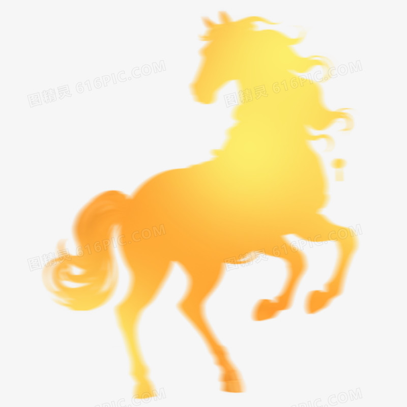 手绘插画弥散风马年形象免抠元素
