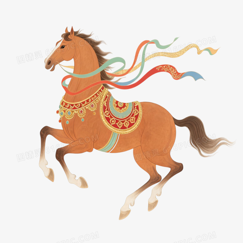 棕色的马马年马形象免抠元素