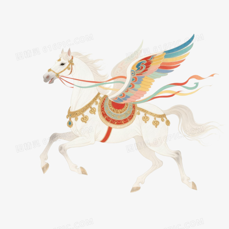 白色骏马敦煌风马年马形象免抠元素