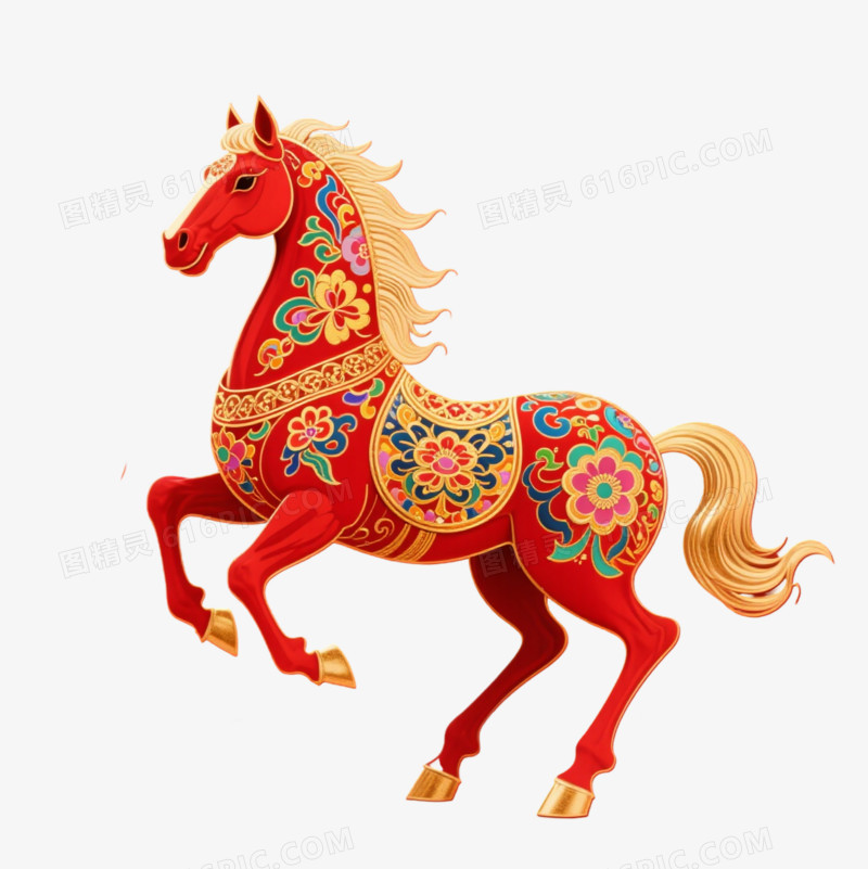 敦煌风喜庆马年马形象免抠元素