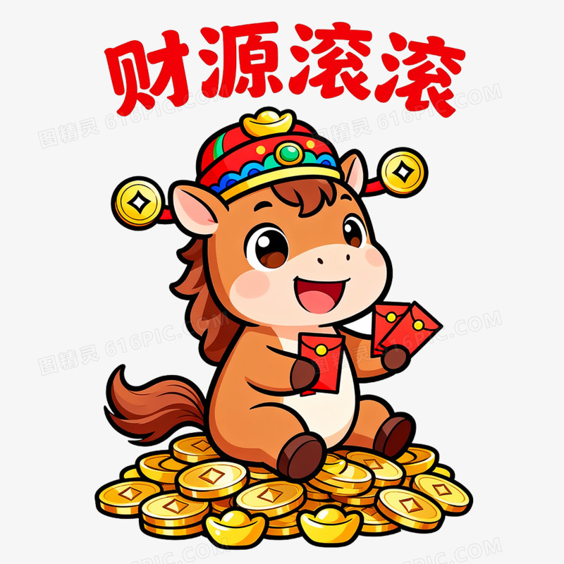 卡通手绘马年IP形象免抠元素