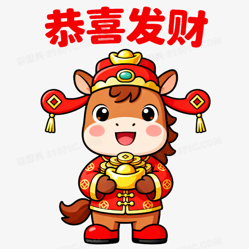 卡通手绘马年IP形象免抠元素