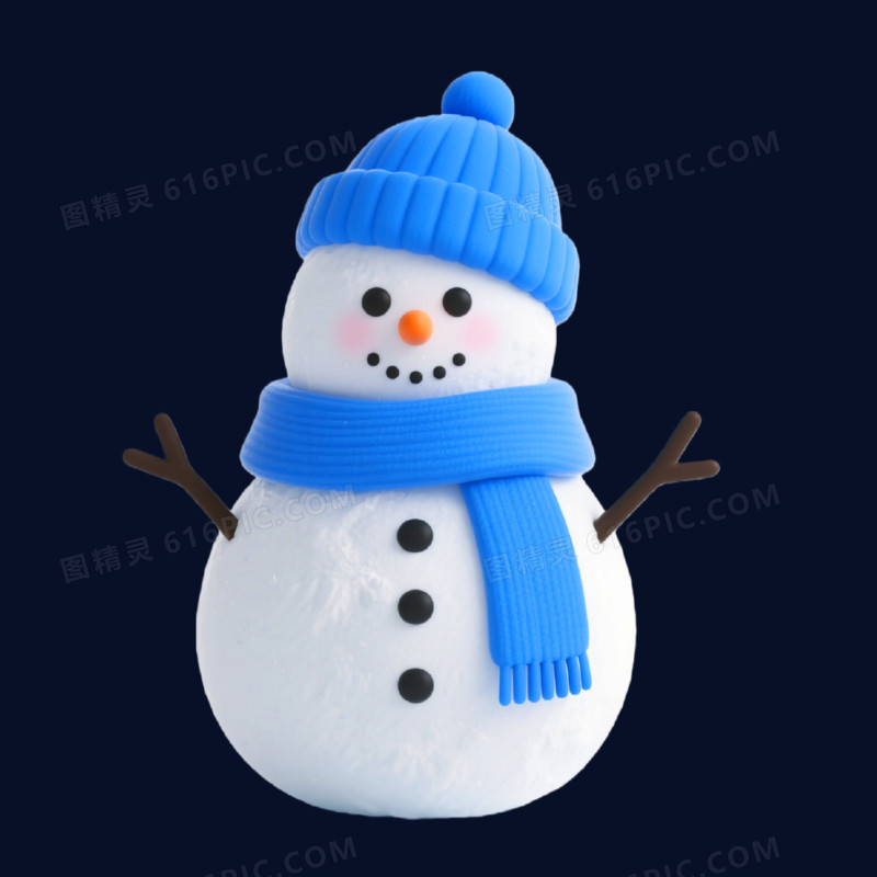 3D插画风格雪人免抠元素