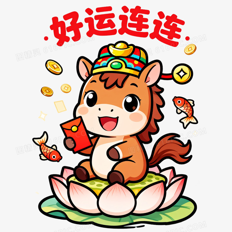 卡通手绘马年IP形象免抠元素