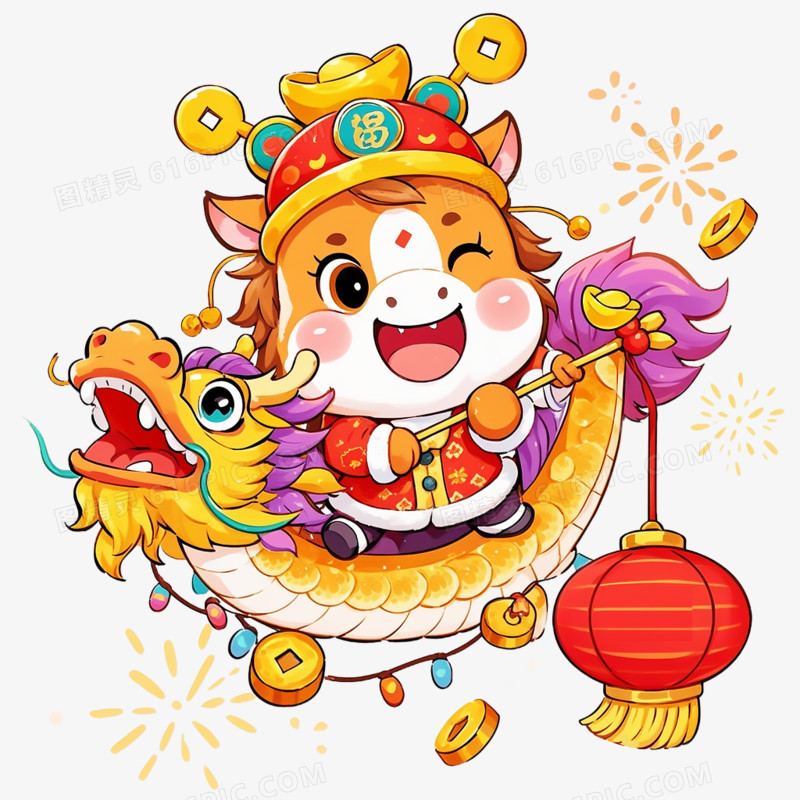 卡通手绘可爱马年IP免抠元素