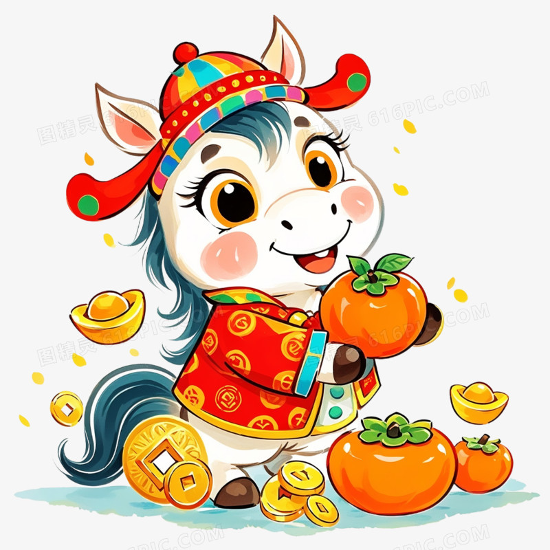 卡通手绘可爱马年IP免抠元素