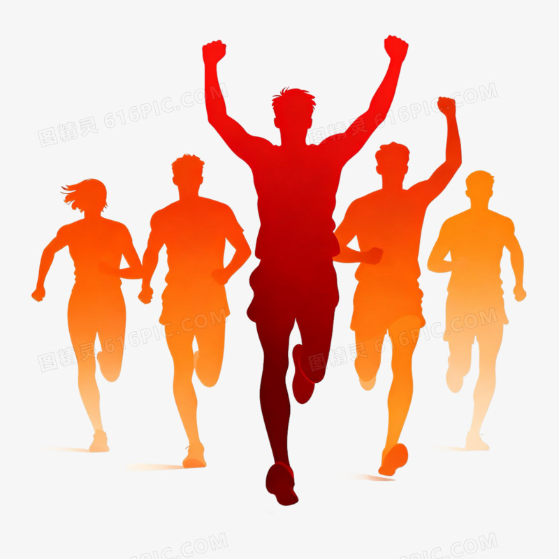 冲刺人物剪影免抠元素