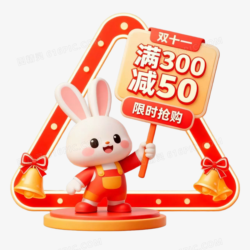 卡通风双十一促销免抠元素