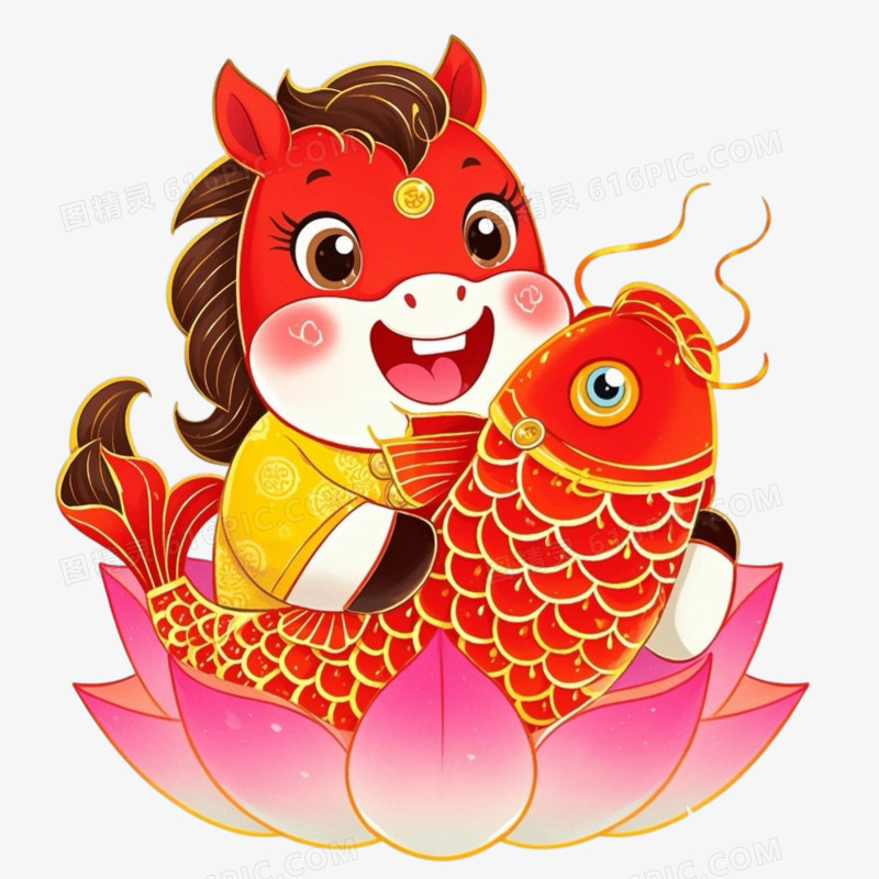 中式国潮风马年IP形象免抠元素