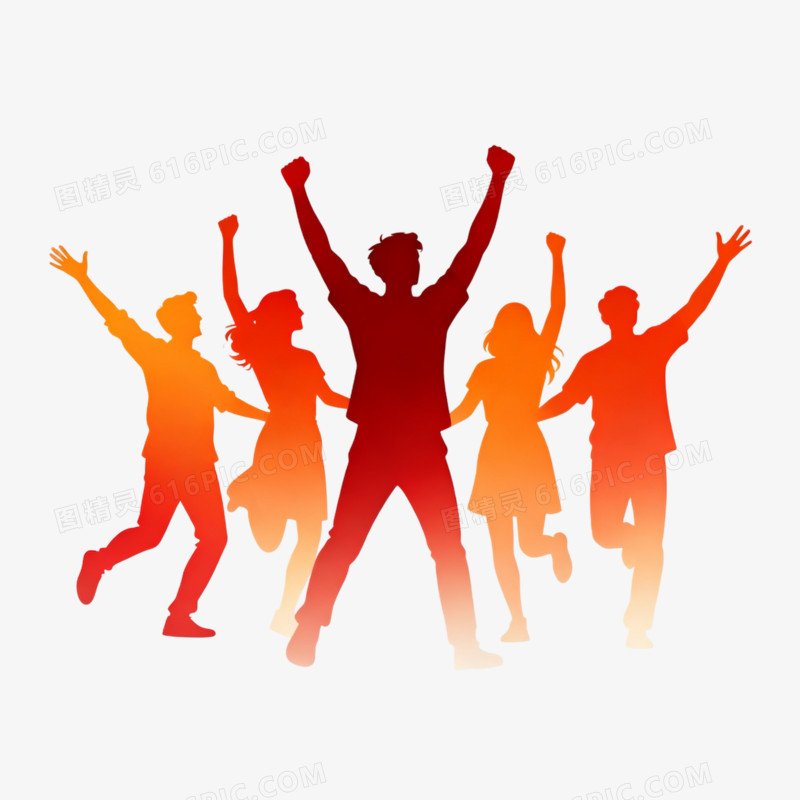 冲刺人物剪影免抠元素