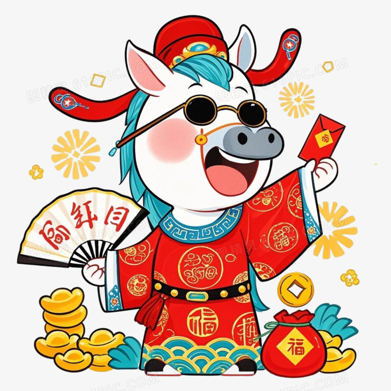 国潮风马年小马IP形象免抠元素
