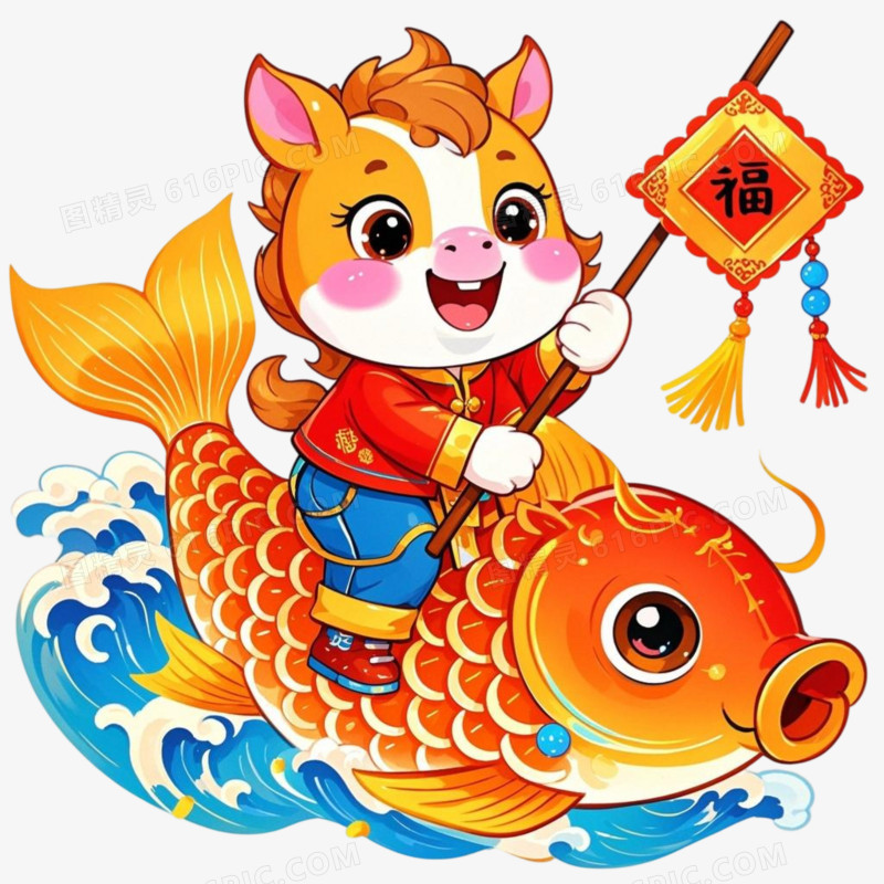 国潮风马年小马IP形象免抠元素