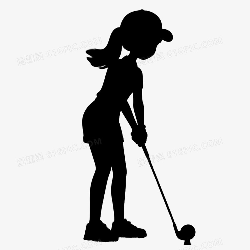 女人打高尔夫球剪影免抠元素