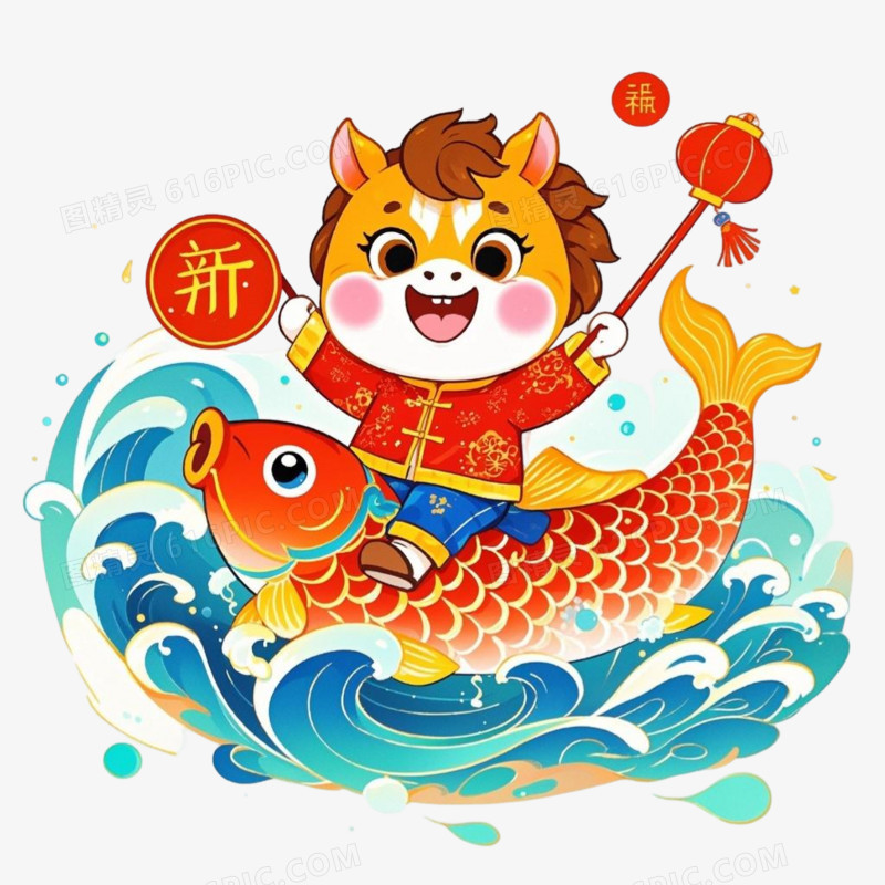 国潮风马年小马IP形象免抠元素