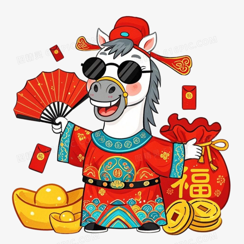 国潮风马年小马IP形象免抠元素