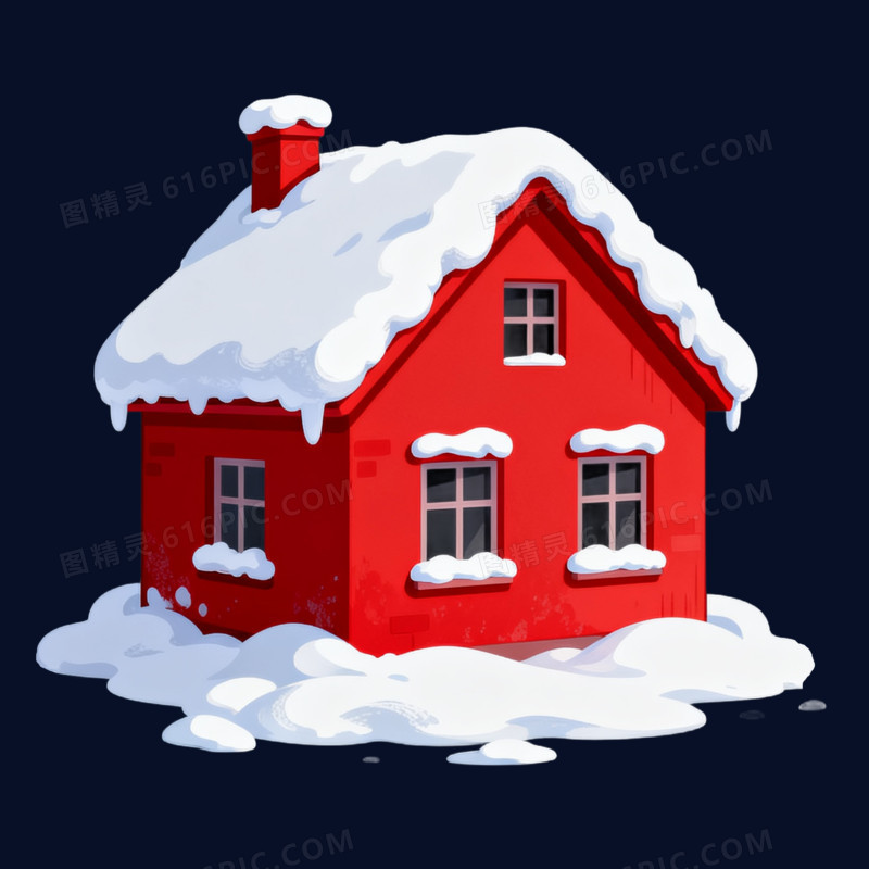 冬季积雪的房子免抠元素
