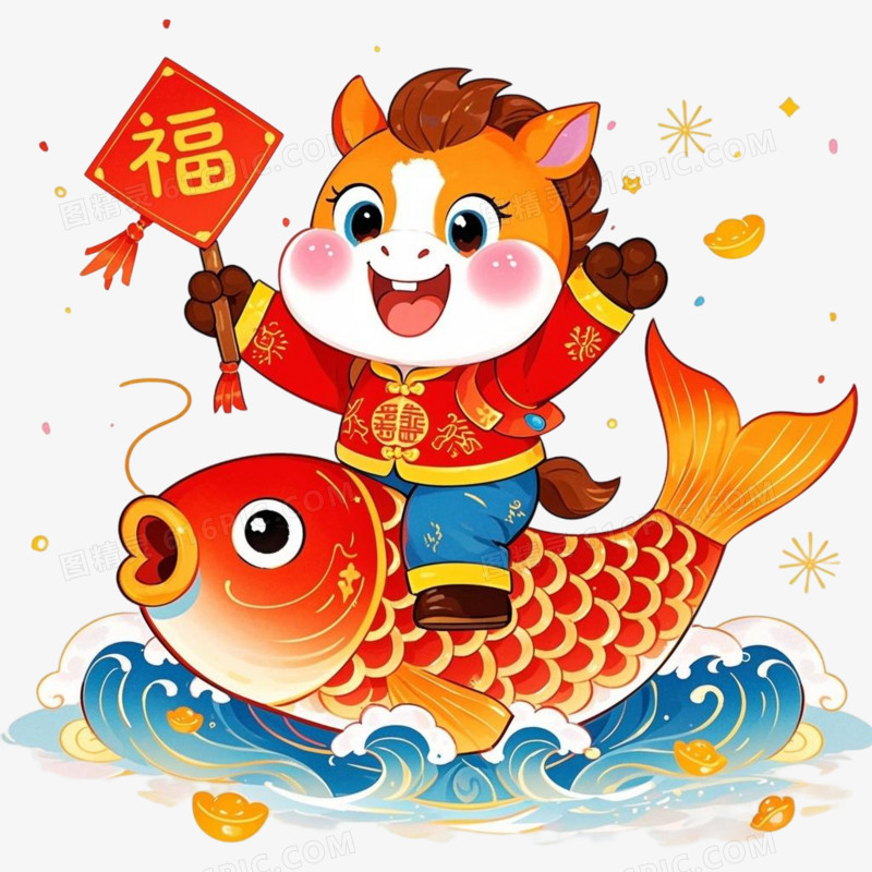 国潮风马年小马IP形象免抠元素