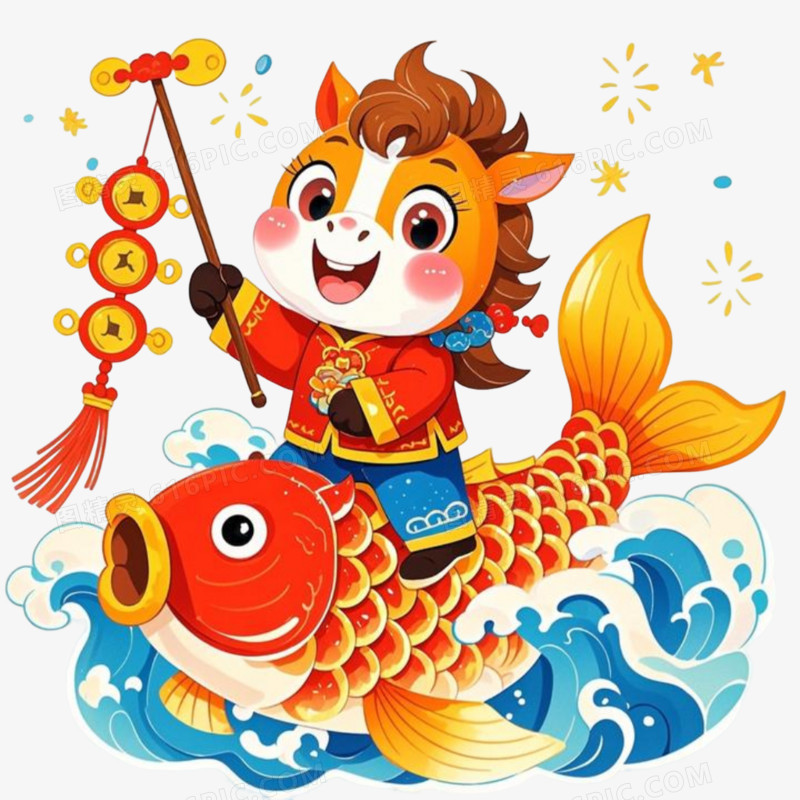 国潮风马年小马IP形象免抠元素
