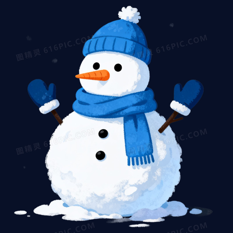 卡通手绘冬季雪人免抠元素