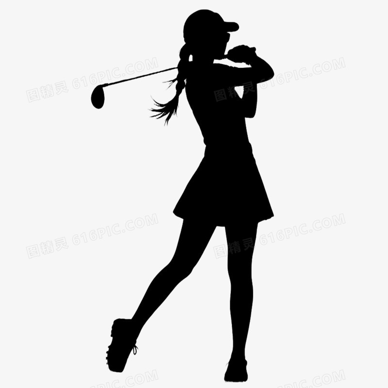 女人打高尔夫球剪影免抠元素