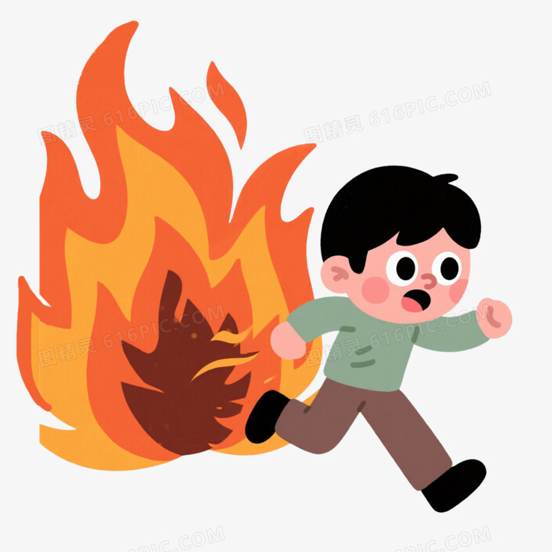 火灾现场逃生场景免抠元素