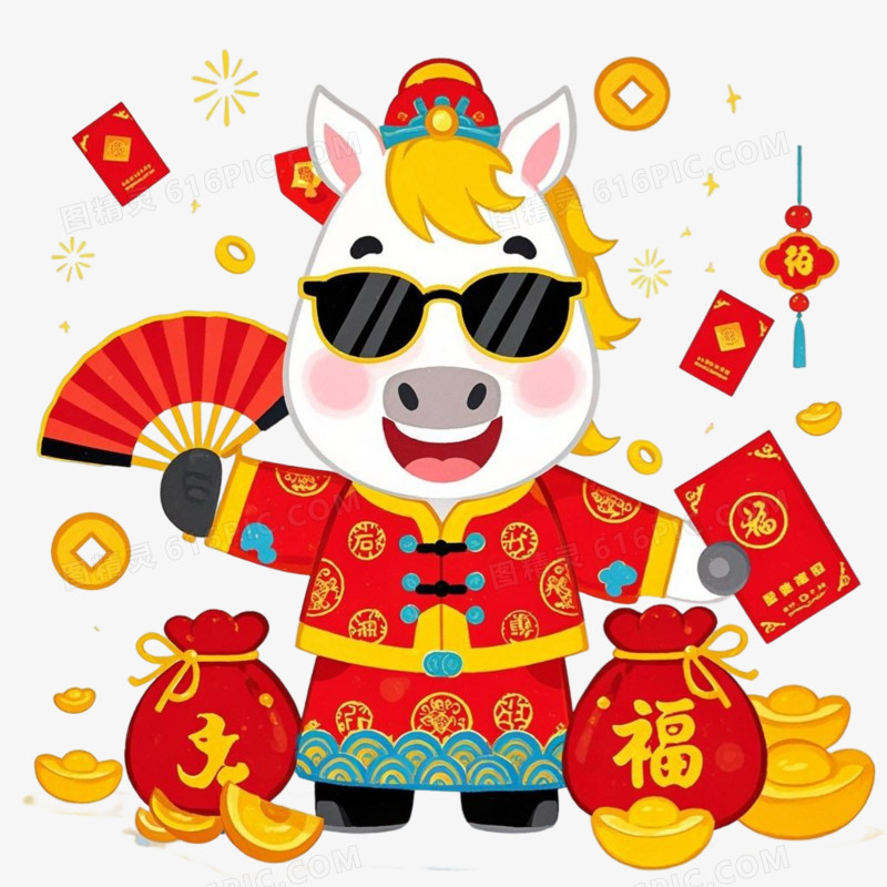 国潮风马年小马IP形象免抠元素