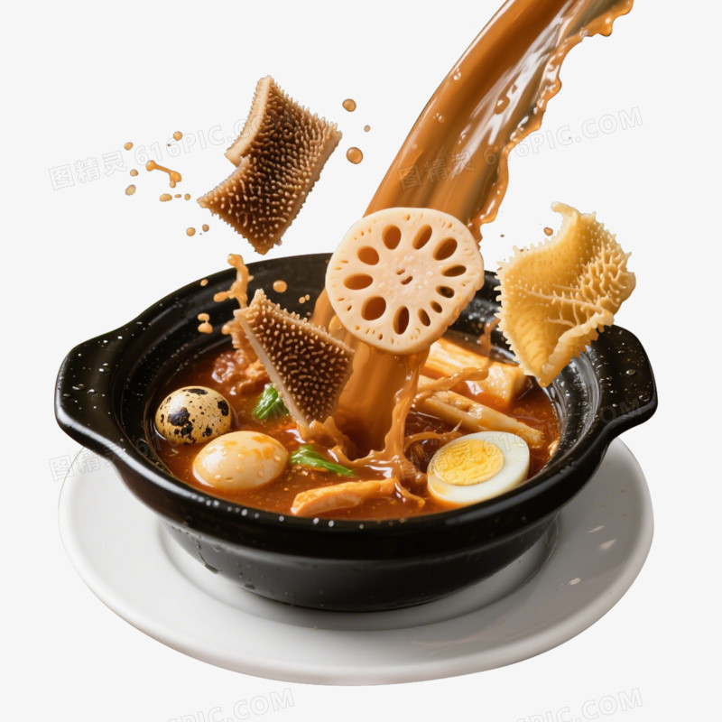 实拍风格火锅加汤场景免抠元素