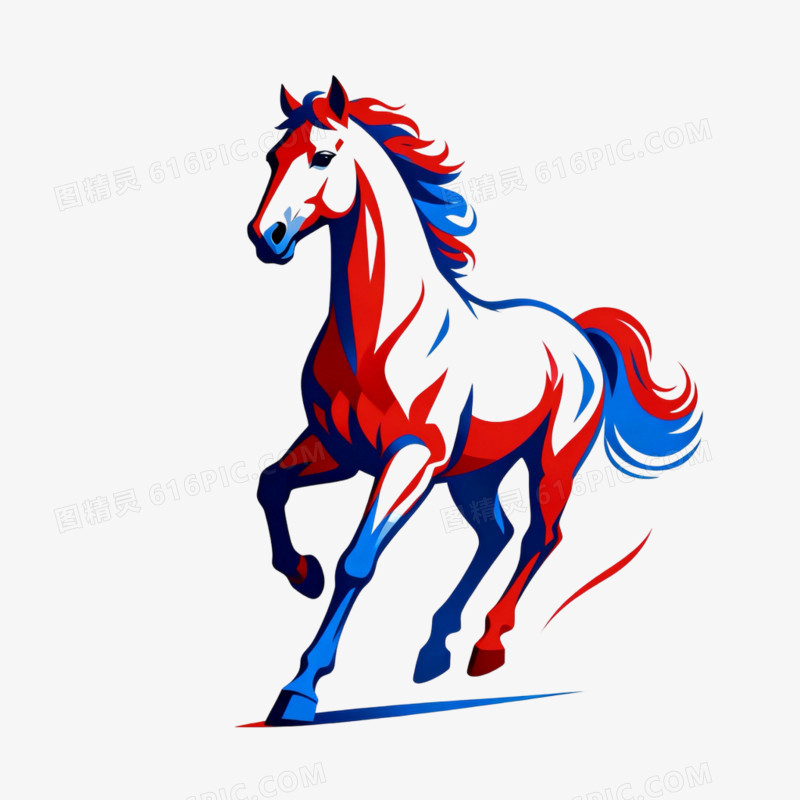 商务风彩色动物马形象免抠元素