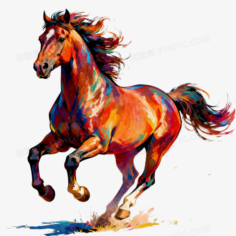 手绘插画风动物马形象免抠元素