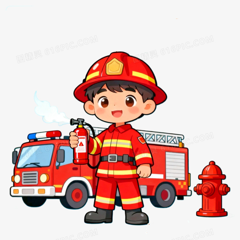 消防员科普消防安全免抠元素