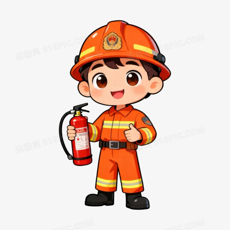 消防员科普消防安全免抠元素